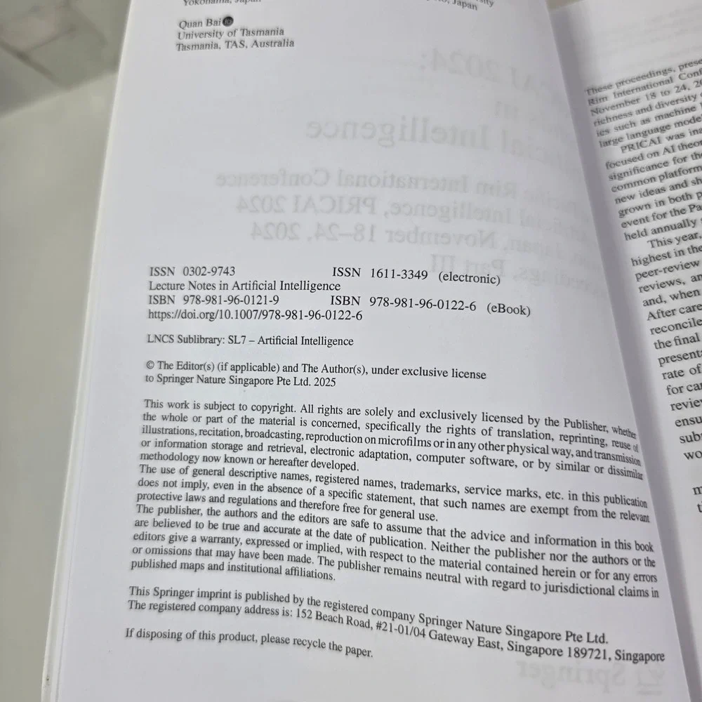 PRICAI 2024 Trends in Artificial Intelligence Part III LNAI 15283 Springer Book